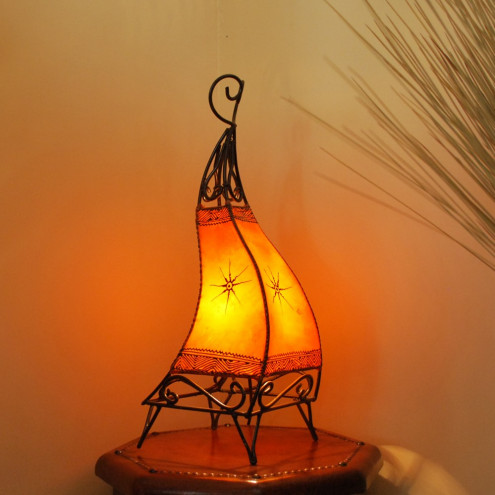 Leder Hennalampe Mia Orange H 63 cm Henna-Lampe Echtes Leder bei